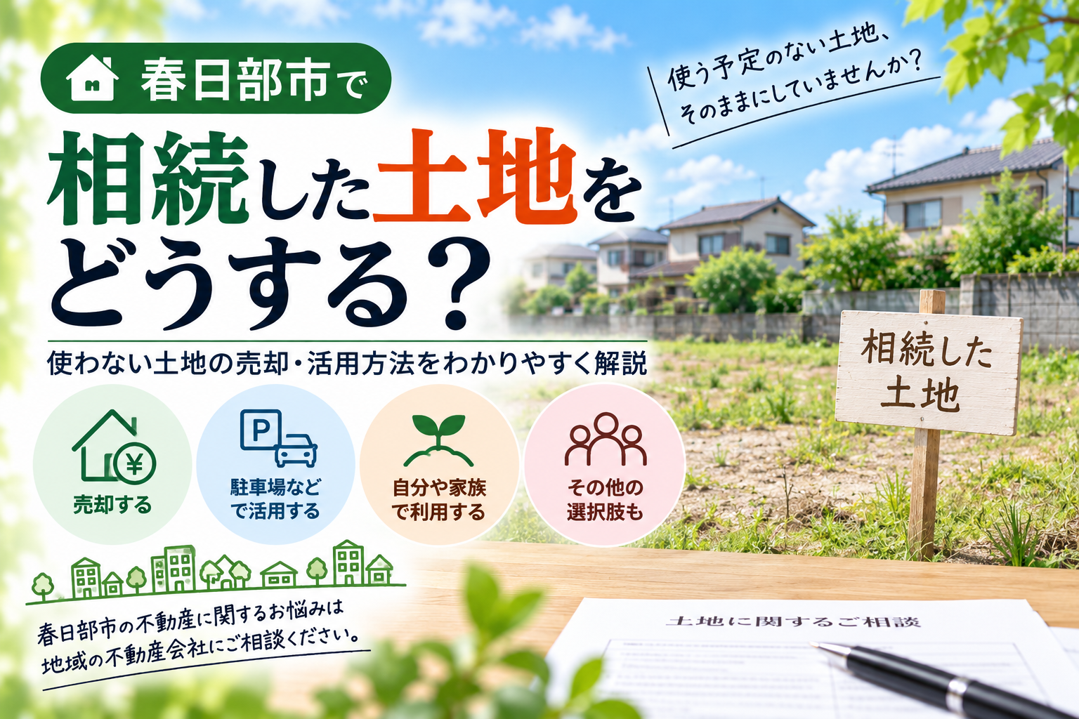 春日部市で相続した土地をどうする？使わない土地の売却・活用方法