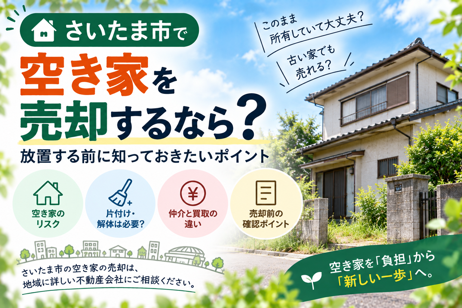さいたま市で空き家を売却するなら？放置する前に知っておきたいポイント